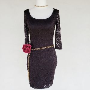 Lace Edgy Little Black Party Dress